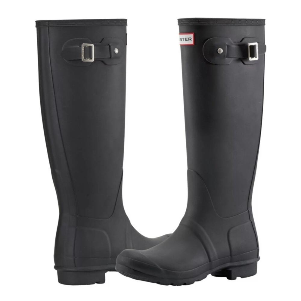 Hunter Womens Black Rubber Rain BOOTS Original Tall 7 Med
